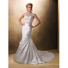 Robe de mariée en satin sans manches à manches